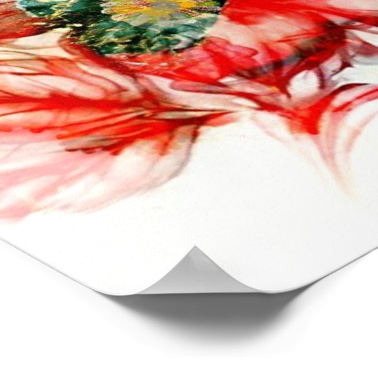 Makro-Blossom in ausgeblendetem Rot Poster (Ecke)