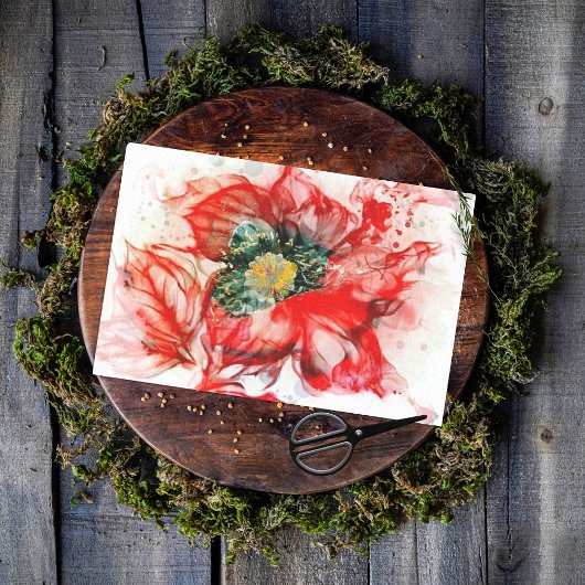 Makro-Blossom in ausgeblendetem Rot Seidenpapier