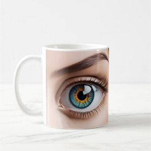 Makro der weiblichen Augen Kaffeetasse