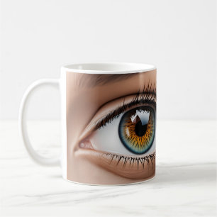 Makro der weiblichen Augen Kaffeetasse