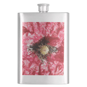 Makro-Flasche mit hübschem rotem Mohn Blume Flachmann