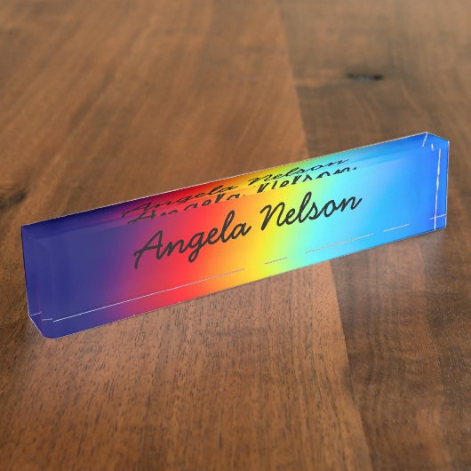 Makro-Foto-Holografischer Regenbogen-Verlaufsname Namensplakette (Seite)