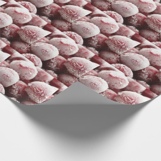 Makro gefrorene Beeren, Nahtextur. Geschenkpapier (Ecke)