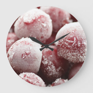 Makro gefrorene Beeren, Nahtextur. Große Wanduhr