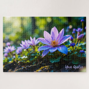 Makro Lila Waldwildblumen mit Tau Puzzle