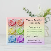 Makro-Regenbogen-Rose Einladung (Stehend Vorderseite)