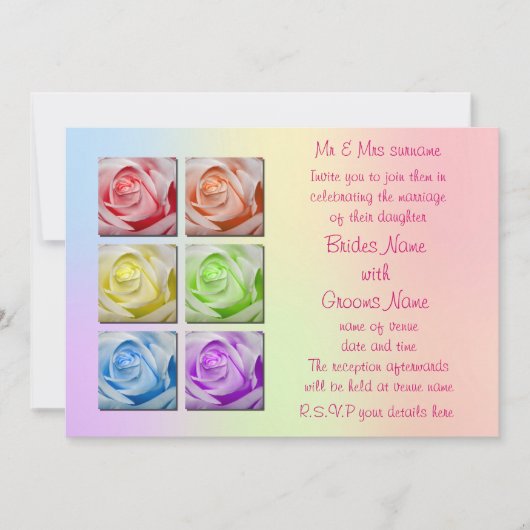 Makro-Regenbogen-Rose Hochzeitseinladungen Einladung (Vorderseite)