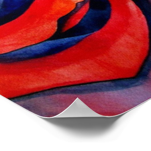 Makro rote Rose abstrakte Aquarellmalerei Poster (Ecke)