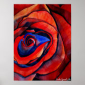 Makro rote Rose abstrakte Aquarellmalerei Poster (Vorne)
