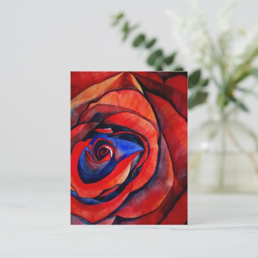 Makro-rote Rose abstrakte Kunstmalerei Postkarte (Stehend Vorderseite)