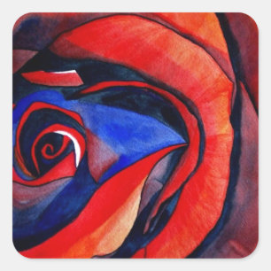 Makro-rote Rose abstrakte Kunstmalerei Quadratischer Aufkleber