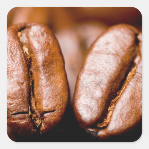 Makro von Kaffeebohnen Quadratischer Aufkleber