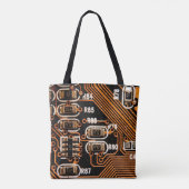 Makroaufnahme von Schaltbrett, Kabeln, Kondensator Tasche (Rückseite)