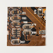 Makroaufnahme von Schaltbrett, Kabeln, Kondensator Wandteppich (Vorderseite)