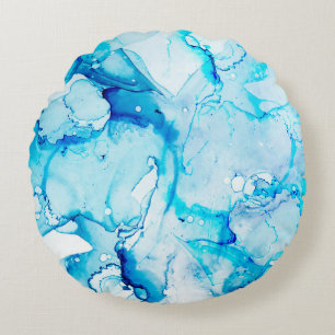Makroaufnahme von Wolken. Saphirblaue und weiße Fa Rundes Kissen