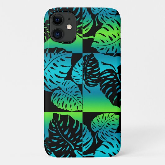 Makua Monstera Hawaiian Striped Blend Turq Case-Mate iPhone Hülle (Rückseite)