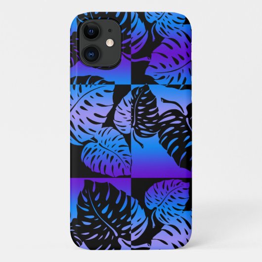 Makua Monstera Hawaiian Striped Lila Case-Mate iPhone Hülle (Rückseite)