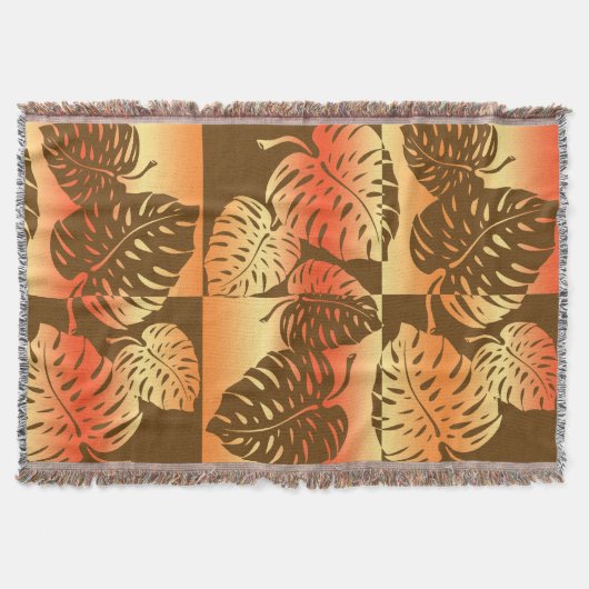 Makua Monstera Hawaiian Strippenblankets Decke (Vorderseite)