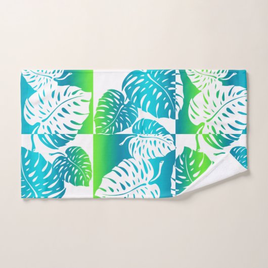 Makua-Monstera-Tropen-Hawaiianische Streifenmischu Badhandtuch Set (Handtuch)