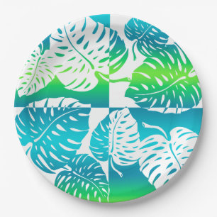 Makua Monstera tropische hawaiianische Streifenble Pappteller