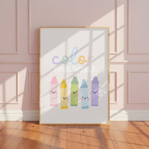 Mal dein Welt Buntstift Mädchen Zimmer Kinderzimme Poster