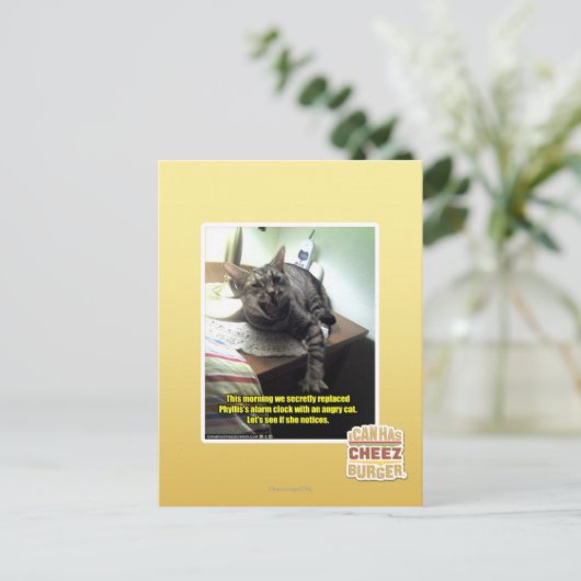 Mal sehen, ob sie es bemerkt. postkarte (Stehend Vorderseite)