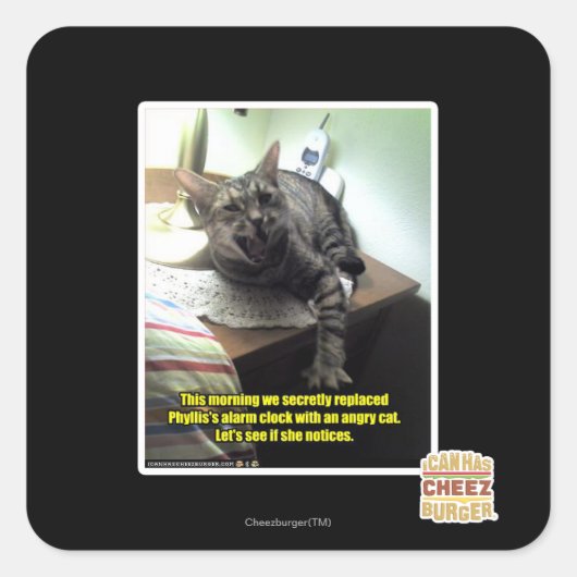 Mal sehen, ob sie es bemerkt. quadratischer aufkleber (Vorderseite)