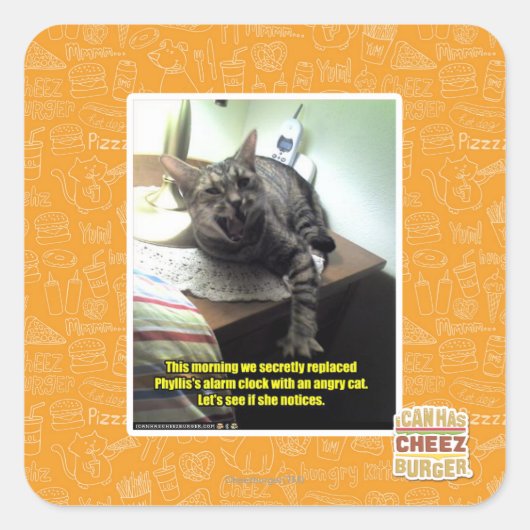 Mal sehen, ob sie es bemerkt. quadratischer aufkleber (Vorderseite)