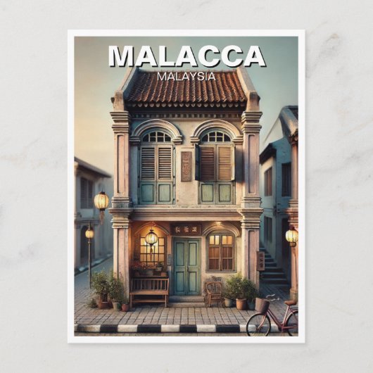 Malacca Historic House Shophouse Malaysia Postkarte (Vorderseite)