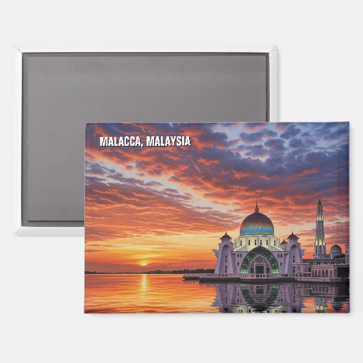 Malacca Straits Mosque Malaysia Postcard Magnet (Vorderseite/Rückseite)