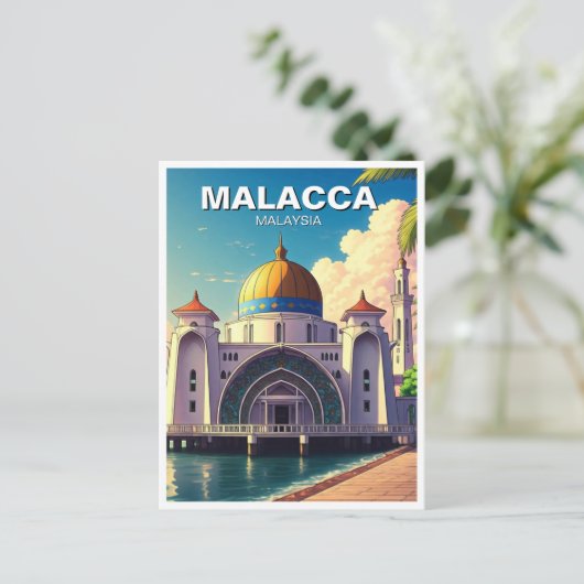 Malacca Straits Mosque Malaysia Postkarte (Stehend Vorderseite)