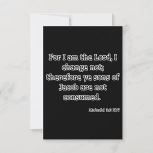 Malachi 3:6 KJV Bibelverse Begrüßung Karte
