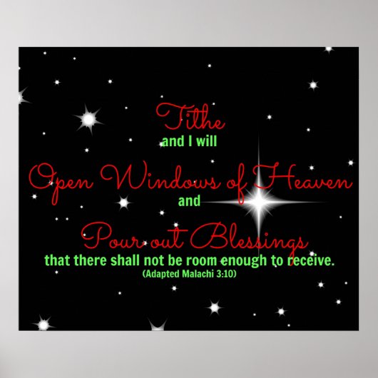 Malachi Bible verse Tithe und ich werde Poster (Vorne)