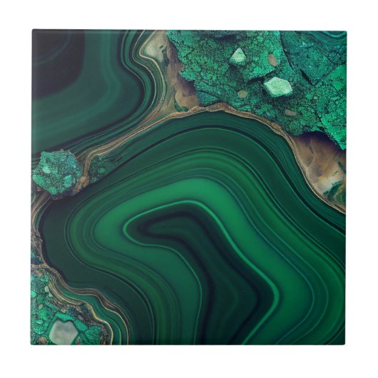Malachit Cu6CO3(OH)2 Fliese (Vorderseite)