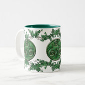 Malachit-Efeu Triskel Zweifarbige Tasse (Vorderseite Links)