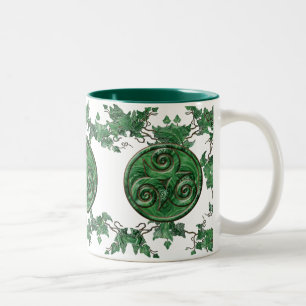 Malachit-Efeu Triskel Zweifarbige Tasse
