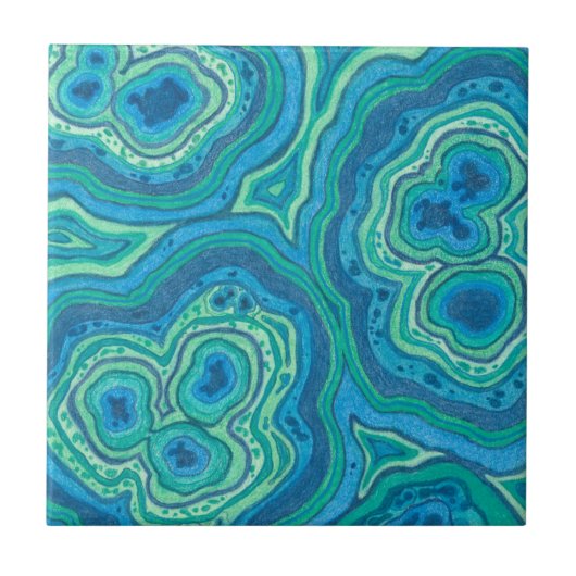 Malachit-und lasurstein-Vorlagen-Kunst Fliese (Vorderseite)