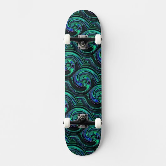 Malachite Azurite Swirl Abstraktes Skateboard (Vorderseite)