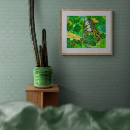 Malachite Butterfly on Green Leaf Fotodruck