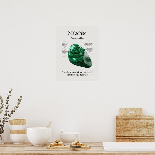 Malachite Gem Crystal Meaning Card Poster (Küche)