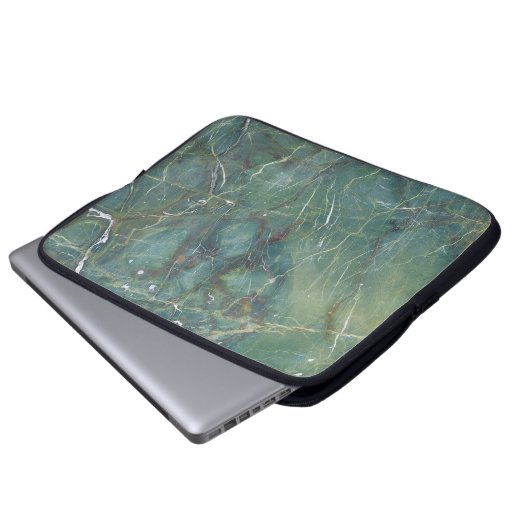Malachite Grüne Marmor Details Textur Laptopschutzhülle (Vorne Knopf)