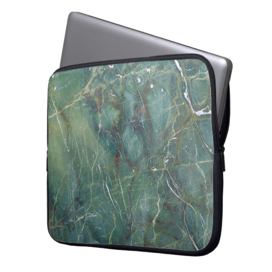 Malachite Grüne Marmor Details Textur Laptopschutzhülle (Vorderseite Links)