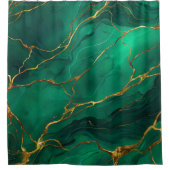 Malachite Marble Pattern with Gold Veins Duschvorhang (Vorderseite)