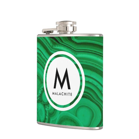 Malachite Mineral Monogram Flachmann (Links)
