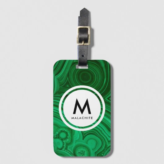 Malachite Mineral Monogram Gepäckanhänger (Vorderseite Vertikal)