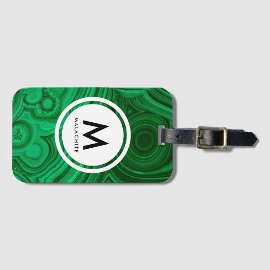 Malachite Mineral Monogram Gepäckanhänger (Vorderseite (Horizontal))