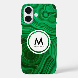 Malachite Mineral Monogram - Schönes Grün iPhone 16 Hülle