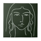 Malachite Portrait mit langer Haare Fliese (Vorderseite)