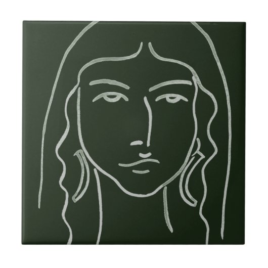 Malachite Portrait mit langer Haare Fliese (Vorderseite)