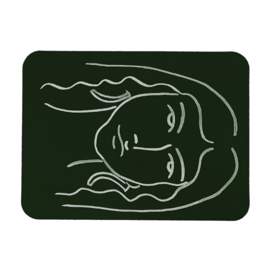 Malachite Portrait mit langer Haare Magnet (Horizontal)